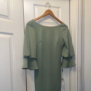 Calvin Klein Bell & Bubble Sleeve Sheath Dress In Jadeite